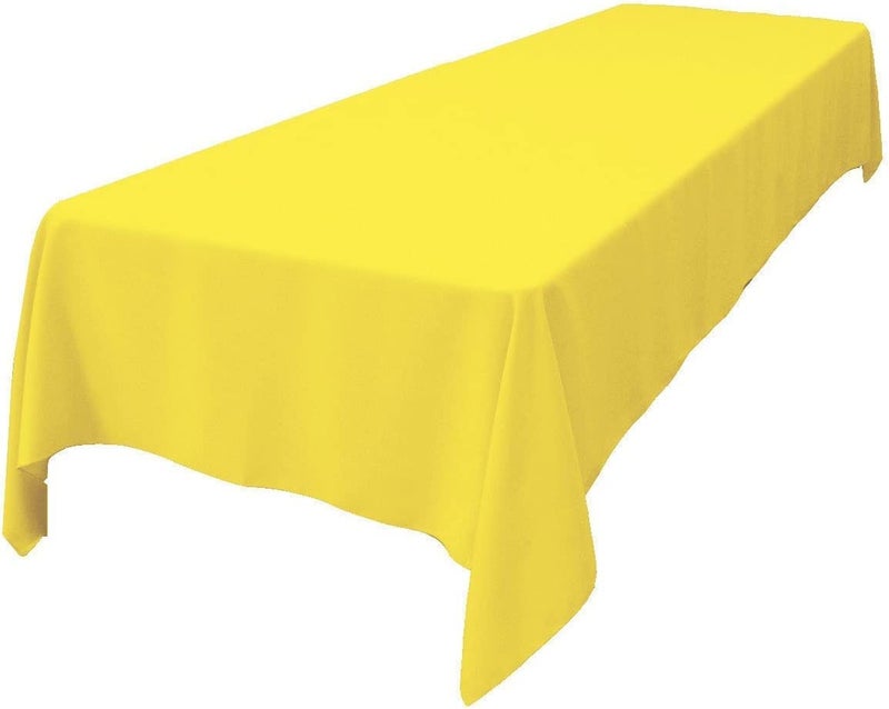 LA Linen Polyester Poplin Washable Rectangular Tablecloth, Stain and Wrinkle Resistant Table Cover 60x108, Fabric Table Cloth for Dinning, Kitchen, Party, Holiday 60 by 108-Inch, Yellow Light - Image 2